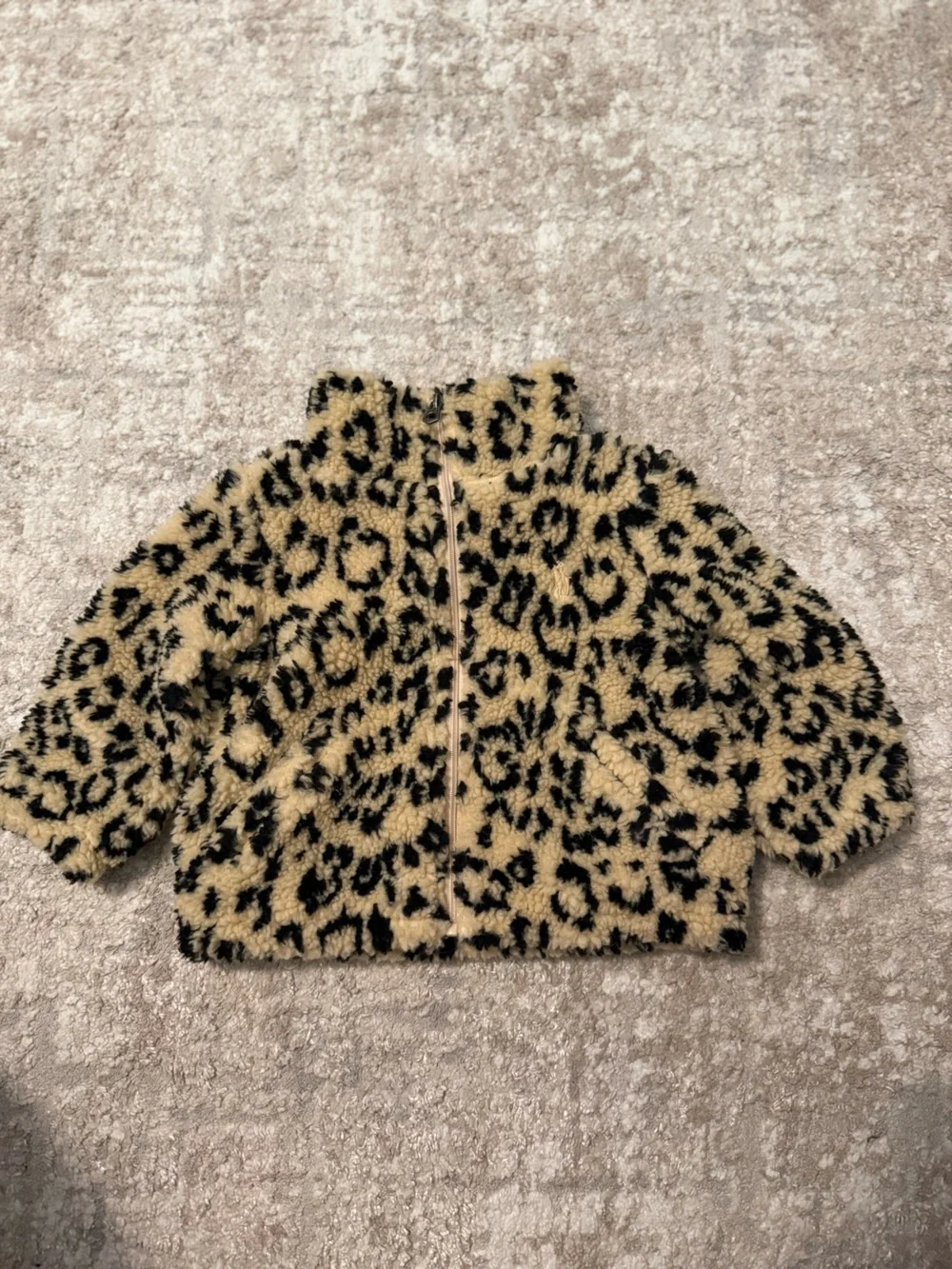 Ralph Lauren Kids Leopard Print Plush Zip Jacket - Beige & Black size 9M